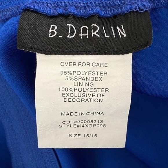 B DARLIN Dress V Neck High Low Lace Cutout Back Royal Blue Junior Size 15/16 - Picture 13 of 14